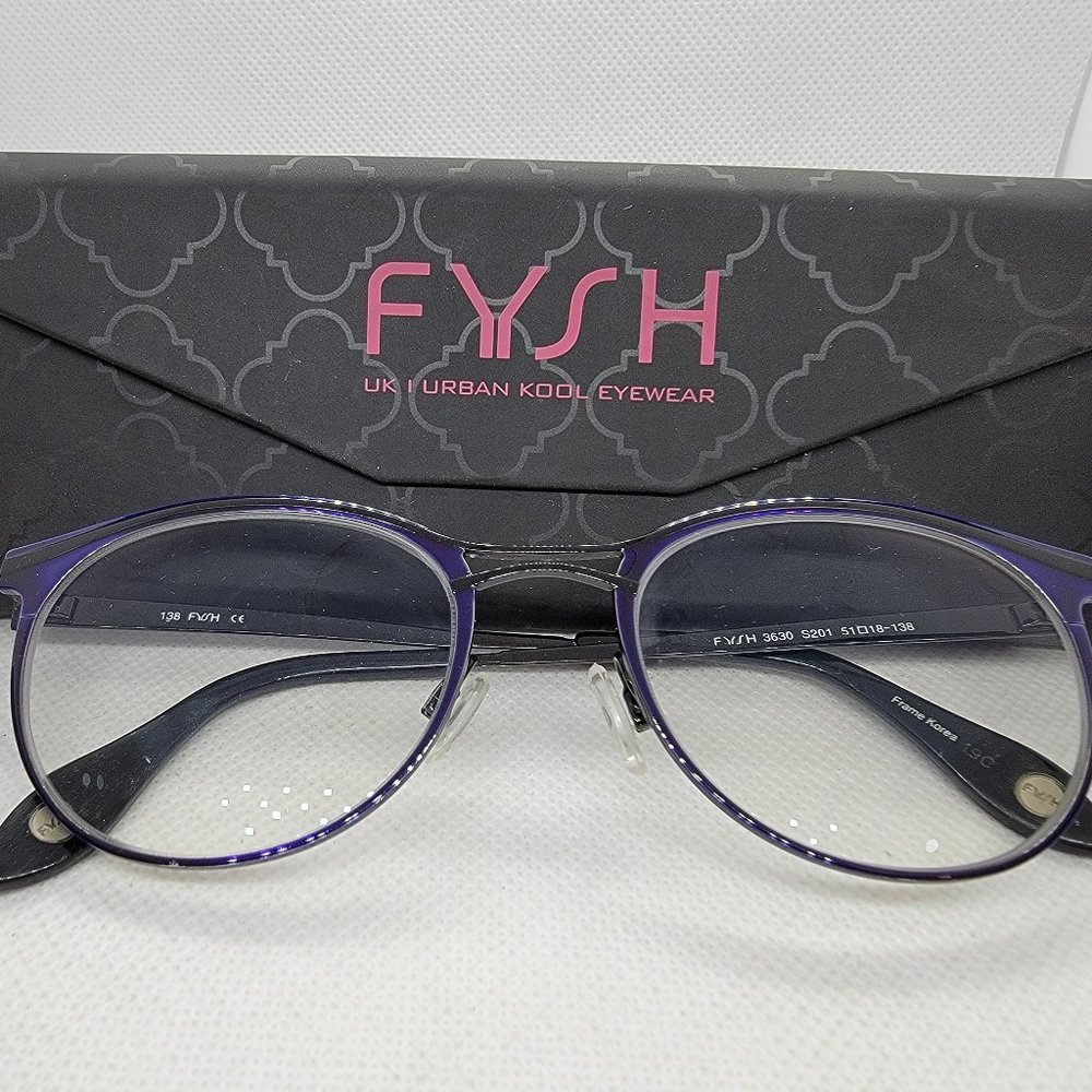 FYSH UK 3630 S201 Sapphire Black Horn Rim Eyeglass